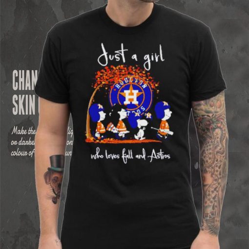 Peanuts Cartoon Just A Girl Who Loves Fall And Astros Shirt