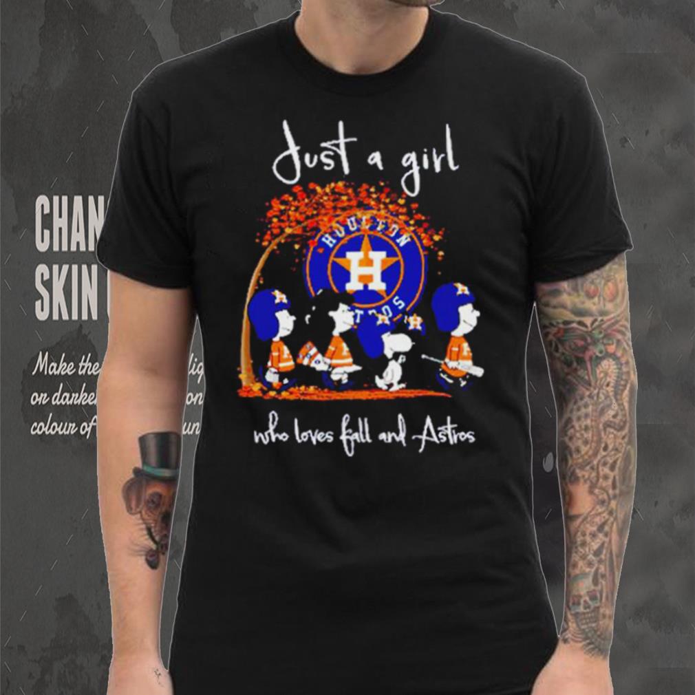 Peanuts Cartoon Just A Girl Who Loves Fall And Astros Shirt Peanuts Cartoon Just A Girl Who Loves Fall And Astros Shirt