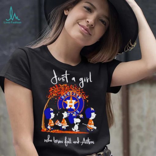 Peanuts Cartoon Just A Girl Who Loves Fall And Astros Shirt