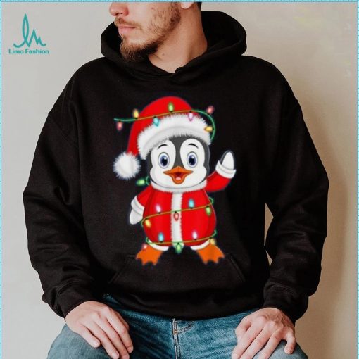 Penguin Lover Xmas Lighting Santa Penguin Christmas Shirt