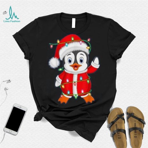 Penguin Lover Xmas Lighting Santa Penguin Christmas Shirt