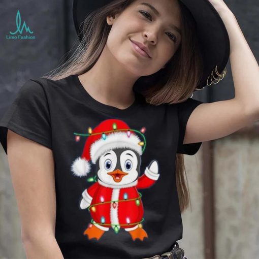 Penguin Lover Xmas Lighting Santa Penguin Christmas Shirt