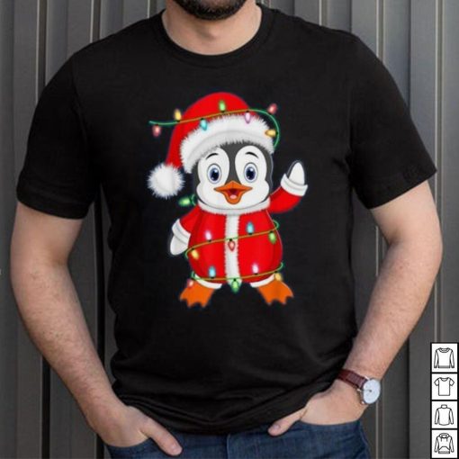 Penguin Lover Xmas Lighting Santa Penguin Christmas Shirt