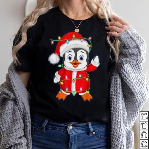 Penguin Lover Xmas Lighting Santa Penguin Christmas Shirt