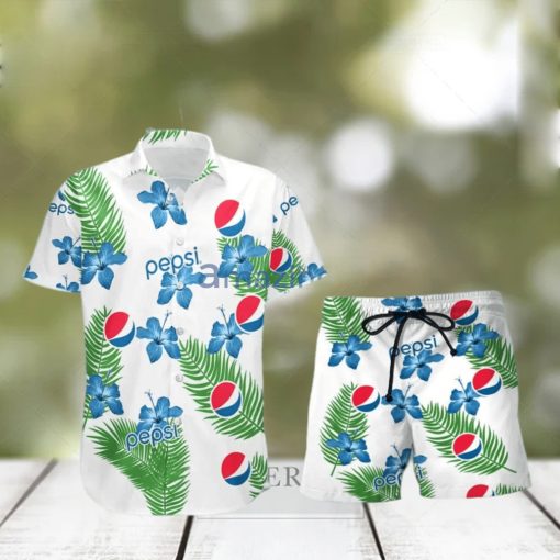 Pepsi Hibiscus Flower Pattern Hawaiian Shirt And Short For Men And Women hawaiian shirt