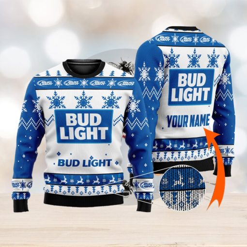 Personalized Bud Light Beer Ugly Custom Name Ugly Gift Christmas 3D Sweater For Men And Women