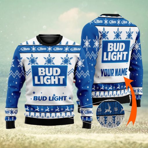 Personalized Bud Light Beer Ugly Custom Name Ugly Gift Christmas 3D Sweater For Men And Women