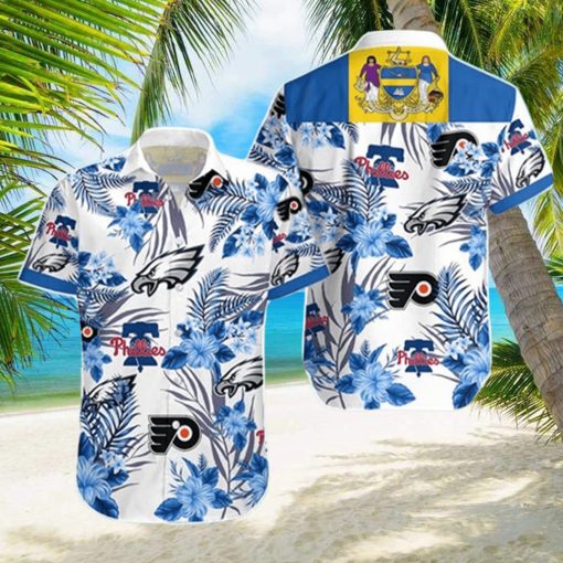 Philadelphia Eagles Phillies Flyers Summer Tropical Hawaiian Shirt