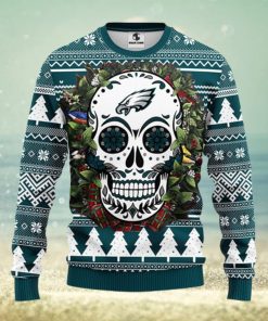 Philadelphia Eagles Skull Flower Ugly Christmas Ugly Sweater