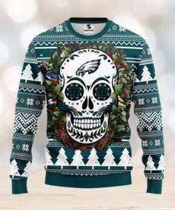 Philadelphia Eagles Skull Flower Ugly Christmas Ugly Sweater