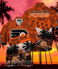 Philadelphia Flyers NHL Palm Tree Pattern Full Print Hawaiian Shirt