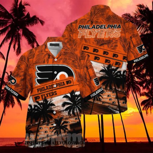 Philadelphia Flyers NHL Palm Tree Pattern Full Print Hawaiian Shirt