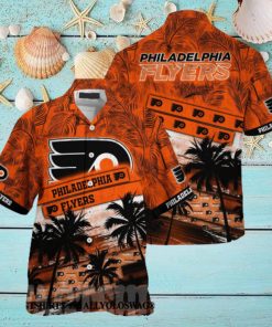 Philadelphia Flyers NHL Palm Tree Pattern Full Print Hawaiian Shirt