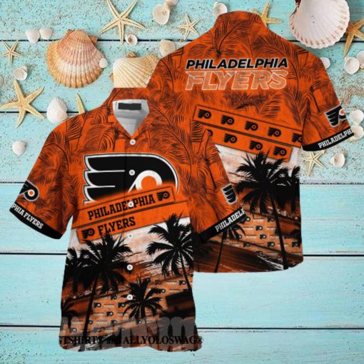 Philadelphia Flyers NHL Palm Tree Pattern Full Print Hawaiian Shirt