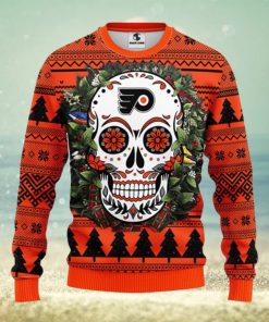 Philadelphia Flyers Skull Flower Ugly Christmas Ugly Sweater