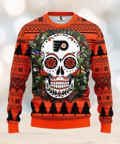 Philadelphia Flyers Skull Flower Ugly Christmas Ugly Sweater