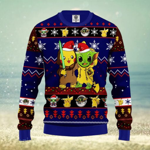 Pikachu And Yoda Blue 1 Amazing Gift Ugly Christmas 3D Sweater Christmas Gift For Men And Women