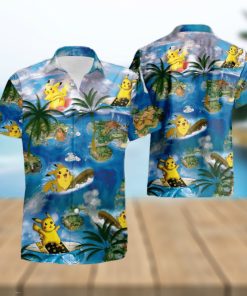 Pikachu Surfing Short Sleeve Aloha Hawaiian Shirt