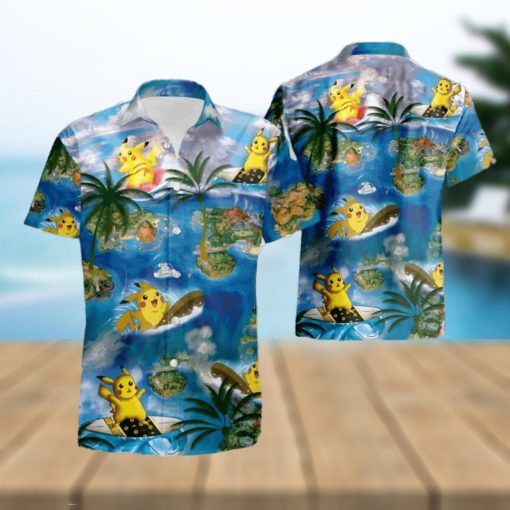 Pikachu Surfing Short Sleeve Aloha Hawaiian Shirt