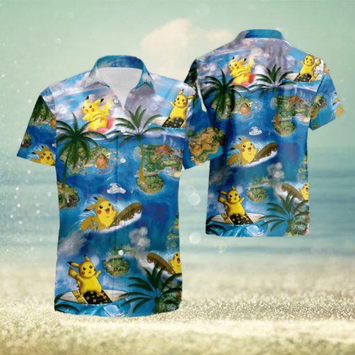 Pikachu Surfing Short Sleeve Aloha Hawaiian Shirt