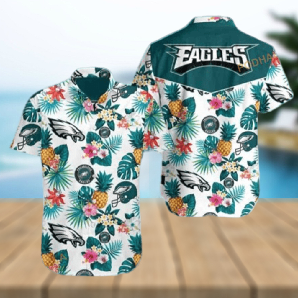 NFL Philadelphia Eagles Hawaiian Shirt Leopard Rose Pattern Summer Vacation  Gift - Limotees