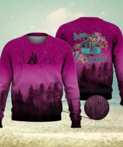 Pink Forest Heartbeat Happy Camper 3D Full Print Ugly Sweater Christmas Gift Sweater