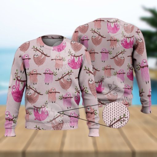 Pink Sloth Cute Funny Fashionable Family Gift 3D Full Print Ugly Sweater Christmas Gift Sweater