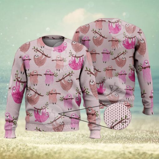 Pink Sloth Cute Funny Fashionable Family Gift 3D Full Print Ugly Sweater Christmas Gift Sweater