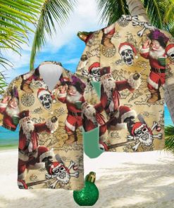 Pirate Santa Claus Hawaiian Shirt Funny Santa Retro Button Up Shirt Gifts For Christmas