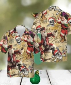 Pirate Santa Claus Hawaiian Shirt Funny Santa Retro Button Up Shirt Gifts For Christmas