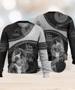 Pitbull When I Need A Hand I Found Your Paw 3D Full Print Ugly Sweater Christmas Gift Sweater