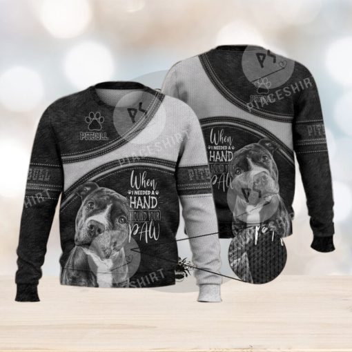 Pitbull When I Need A Hand  I Found Your Paw 3D Full Print Ugly Sweater Christmas Gift Sweater