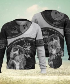 Pitbull When I Need A Hand  I Found Your Paw 3D Full Print Ugly Sweater Christmas Gift Sweater