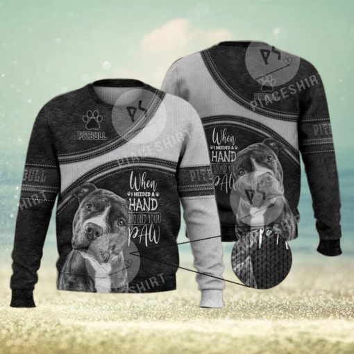 Pitbull When I Need A Hand  I Found Your Paw 3D Full Print Ugly Sweater Christmas Gift Sweater