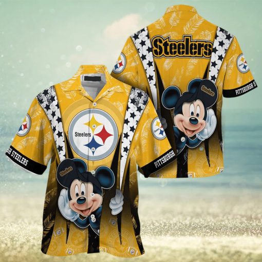 Pittsburgh Steelers Graphic Mickey Hawaiian Shirt  3D Printed Tropical Pattern