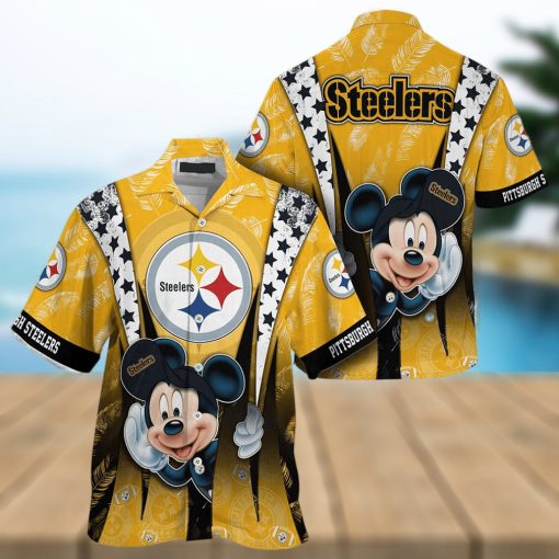 Pittsburgh Steelers Graphic Mickey Hawaiian Shirt  3D Printed Tropical Pattern