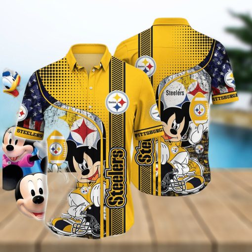 Pittsburgh Steelers Hawaiian Shirt Mickey Graphic 3D Printed