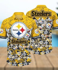 Pittsburgh Steelers NFL Hawaiian Shirt And Short Graphic Tropical Pattern 3D Printed Beach Shirt Summer Best Gift For Fan