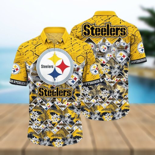 Pittsburgh Steelers NFL Hawaiian Shirt And Short  Graphic Tropical Pattern 3D Printed Beach Shirt Summer Best Gift For Fan