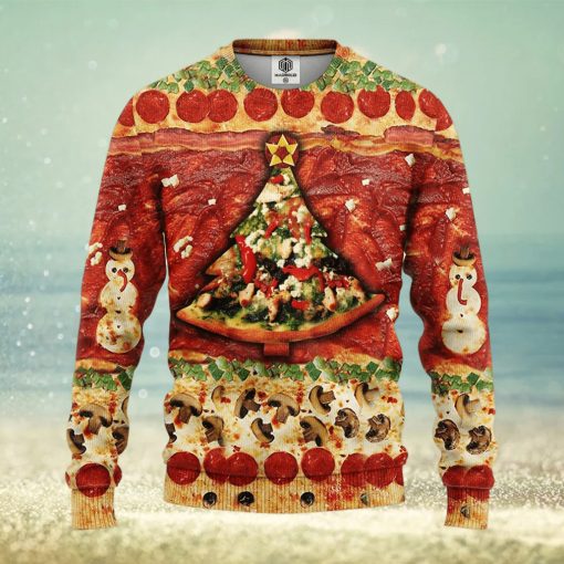 Pizza 3D Thanksgiving Women Mens Ugly Christmas Sweater