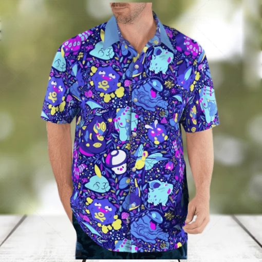 Poison Pokemon Hawaiian Shirt And Shorts 3D Summer Vacation Hawaiian Shirt