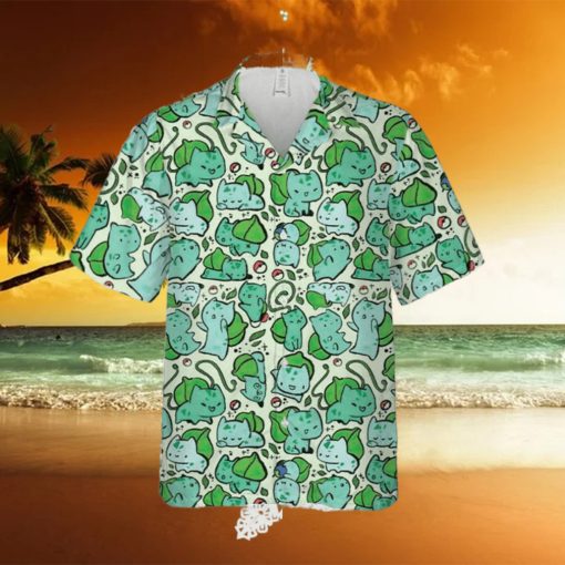 Pokemon Cute Bulbasaur Pattern Beach Lover 3D Hawaiian Shirt