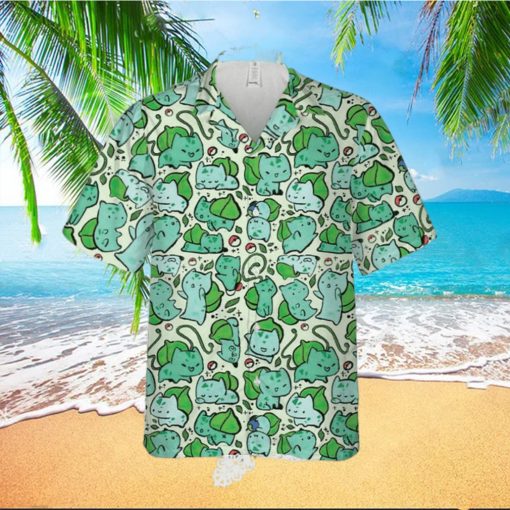 Pokemon Cute Bulbasaur Pattern Beach Lover 3D Hawaiian Shirt