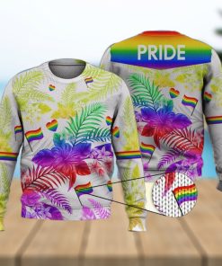 Pride Lgbtq Hawaiian Plumeria Flower 3D Full Print Ugly Sweater Christmas Gift Sweater