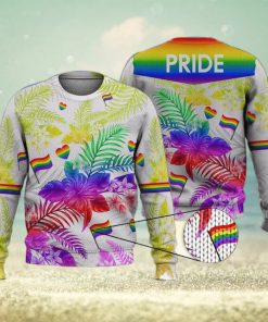 Pride Lgbtq Hawaiian Plumeria Flower 3D Full Print Ugly Sweater Christmas Gift Sweater