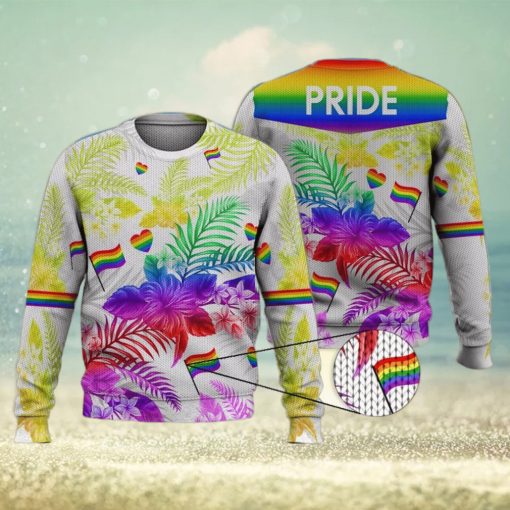 Pride Lgbtq  Hawaiian Plumeria Flower 3D Full Print Ugly Sweater Christmas Gift Sweater