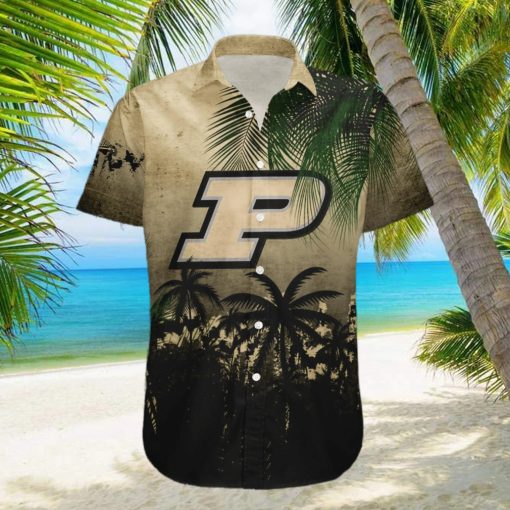 Purdue Boilermakers 3D Hawaiian Shirt Coconut Tree Tropical Grunge NCAA Summer Beach hawaiian shirt