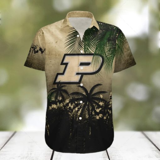 Purdue Boilermakers 3D Hawaiian Shirt Coconut Tree Tropical Grunge NCAA Summer Beach hawaiian shirt