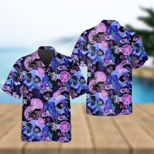 Purple Jellyfish Skull Hawaiian Shirt Summer Beach Shirt