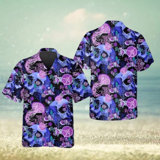 Purple Jellyfish Skull Hawaiian Shirt Summer Beach Shirt